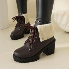 Lace Up Block Heel Chunky Shoes