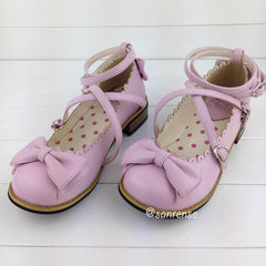 Lolita With Cross Straps Bow Shoes