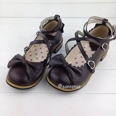Lolita With Cross Straps Bow Shoes