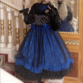 Lolita Blue Floral Lace Black Dress