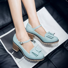 Lolita Bow Block Heels Shoes
