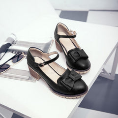 Lolita Bow Block Heels Shoes