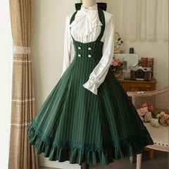 Lolita Bow Blouse Floral Skirt Set