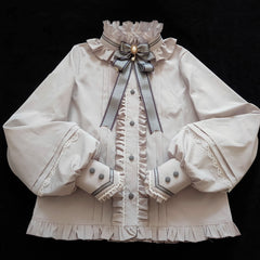 Lolita Bow Dress Gray Cape Kawaii Shirt Set