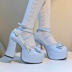 Lolita Bow Platform Heels Shoes