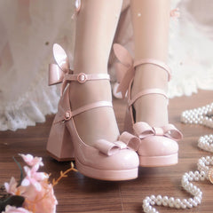 Lolita Rabbit Ear Bow Heels Shoes