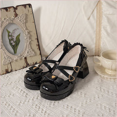 Love Bow With Chunky Heels