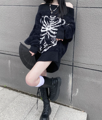 Vintage Butterfly Print Loose Sweater