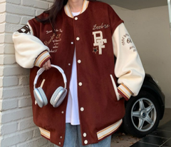 Embroidery Varsity Hooded Jacket
