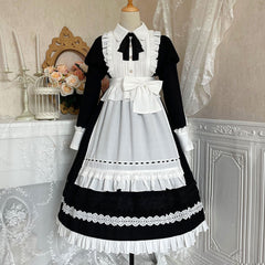 Maid Black Bow Floral Dress
