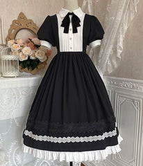 Maid Black Bow Floral Dress
