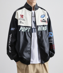 Logo Graphic Vintage Moto Varsity Jacket