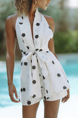 Halter sleeveless printed suit