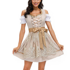 Off Shoulder Lace Up Cute Maid Dress