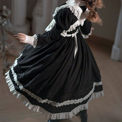 Maid Black Bow Floral Dress