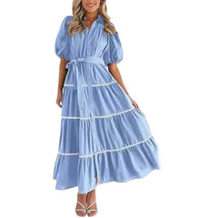 Suspender Printed Maxi V-Neck Dress