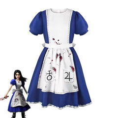 Alice Cosplay Costume Halloween Blood Spot Dress