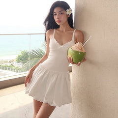 Bowknot waist slimming sling dress