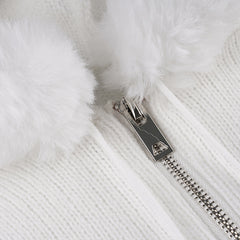 90s Faux Trim Zip Up Cardigan