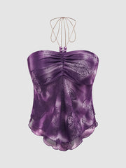 Mesh Floral Crop Cami Top