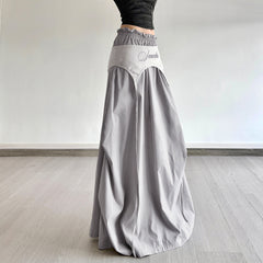 Letter print unique cut skirt with elastic waist design