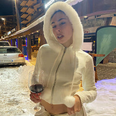 90s Faux Trim Zip Up Cardigan