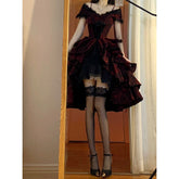 Floral Lace Halter Puffy Dress