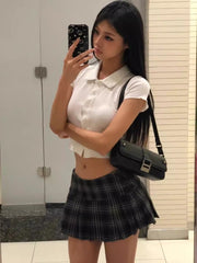 Retro Checkered Low-Waist Short Skirt
