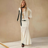 Chic jacquard hollow fishtail skirt