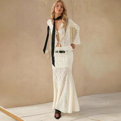 Chic jacquard hollow fishtail skirt