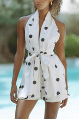 Halter sleeveless printed suit