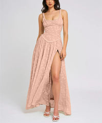 Halter Backless See-Through Chiffon Dress