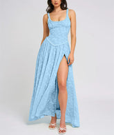 Halter Backless See-Through Chiffon Dress