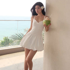 Bowknot waist slimming sling dress