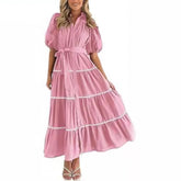 Suspender Printed Maxi V-Neck Dress