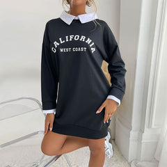 Loose sweatshirt with removable collar