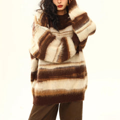 Contrast Color Striped Thin Sweater