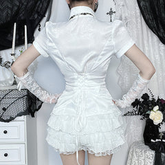 Lace panel shirt top