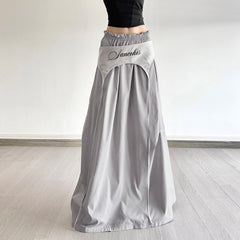 Letter print unique cut skirt with elastic waist design