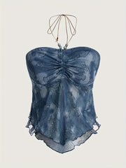 Mesh Floral Crop Cami Top