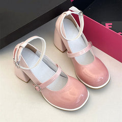 Ombre Lolita Chunky Heels Shoes