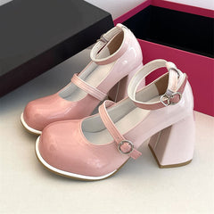 Ombre Lolita Chunky Heels Shoes