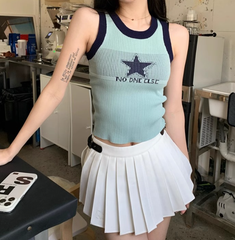 Knitted Star Cropped Tank Top