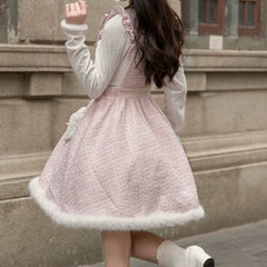 Pastel Plaid Dress Knitted Top Set