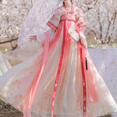 Pink Flowers Embroidered Hanfu Dress