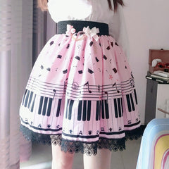 Pink Piano Notes Sweet Skirt