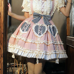 Plaid Bow Skirt Lace Top Set