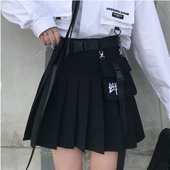 Pocket High Waist Pleated Skirt
