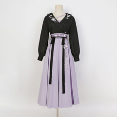 Purple Flower Skirt Blouse Set