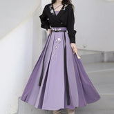 Purple Flower Skirt Blouse Set